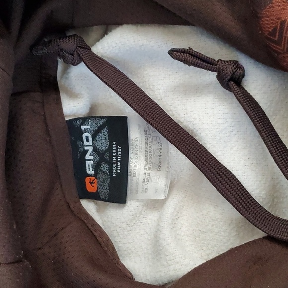 AND1 Hoodie Sweatshirt Mens Size XL Brown, Dark Orange Camo Pullover Bas… - Picture 9 of 13